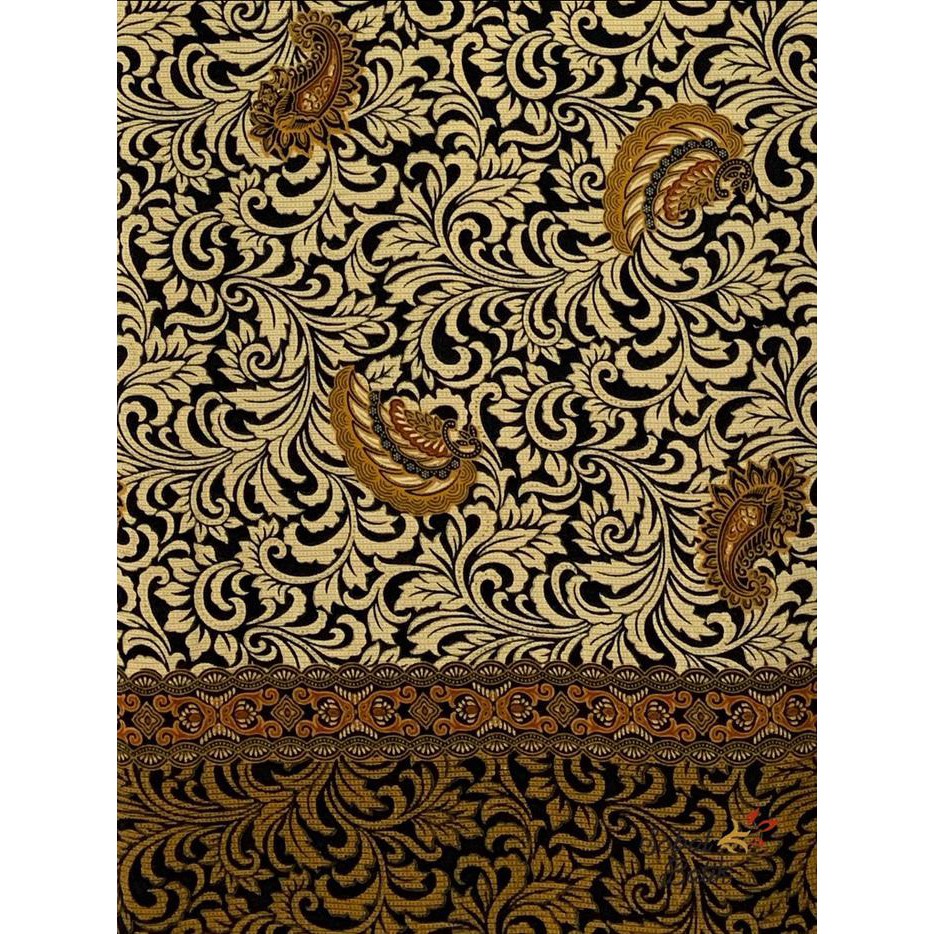 Terlaris Kain Batik Semi Sutra Motif 60504 Hitam Emas