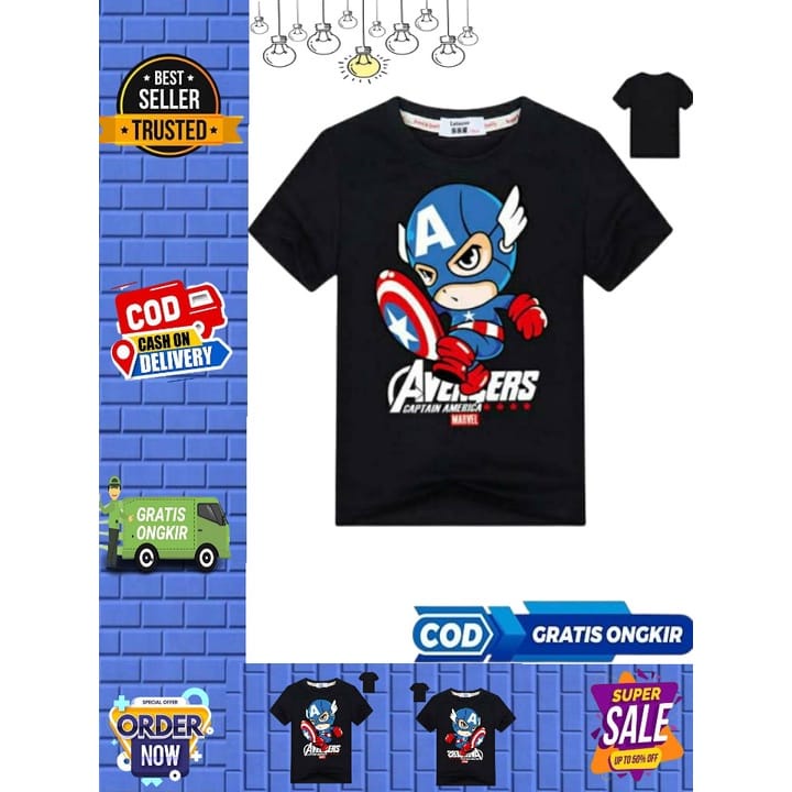 BAJU AVANGER ANAK / KAOS AVANGER ANAK / KAOS KEREN ANAK / GROSIR KAOS TERMURAH / BAJU ANAK MURAH