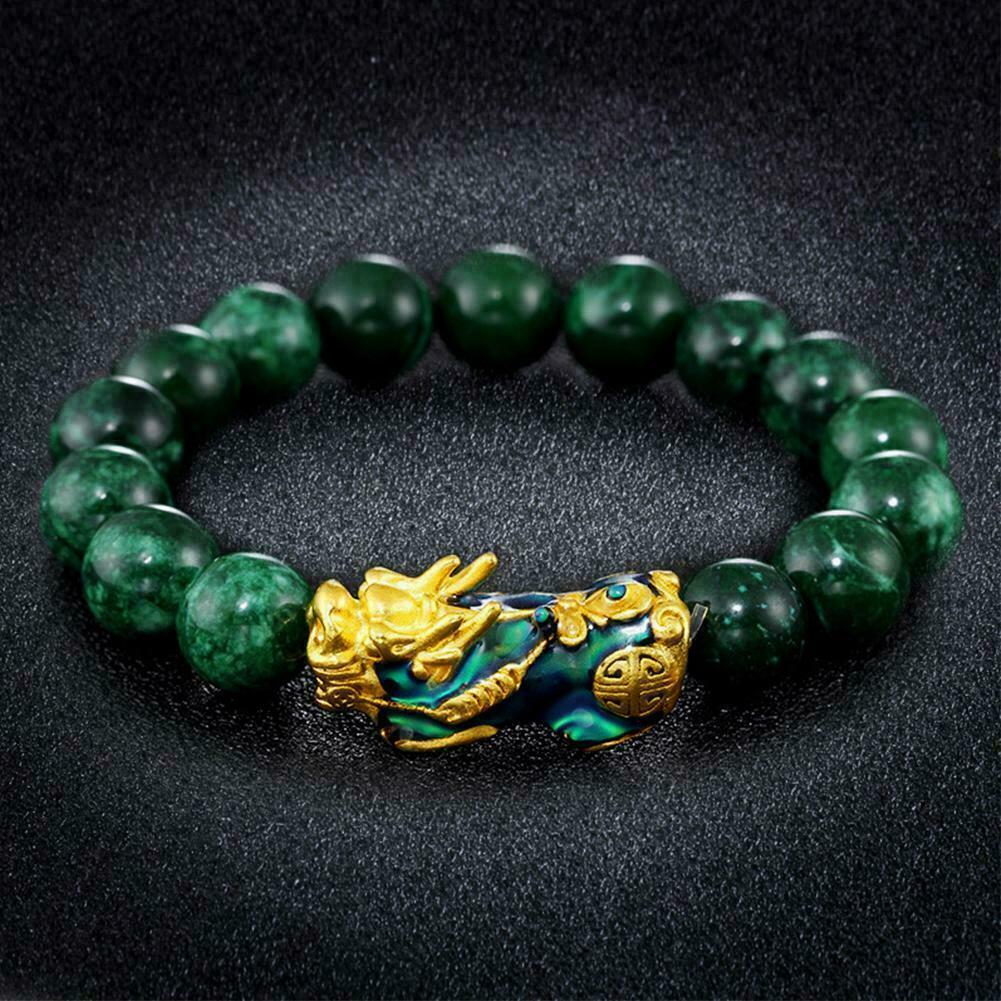 Feng Shui Malachite Obsidian Alloy Wealth Golden Pixiu Bracelet Lucky Jewelry Gifts