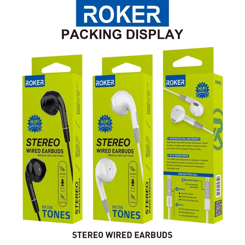 HANDSFREE ROKER RK68K/RK70K/RK71K/RK67K/RK69K STEREO HEAVY BASS EARPHONE
