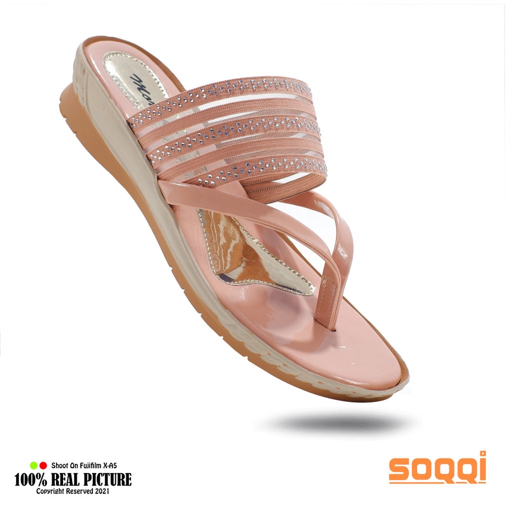 Sendal wanita wedges pesta jepit casual original sandal cewek dewasa japit hak untuk kondangan tinggi 3cm branded Morichi AT01 promo lebaran keren cod murah 37-40