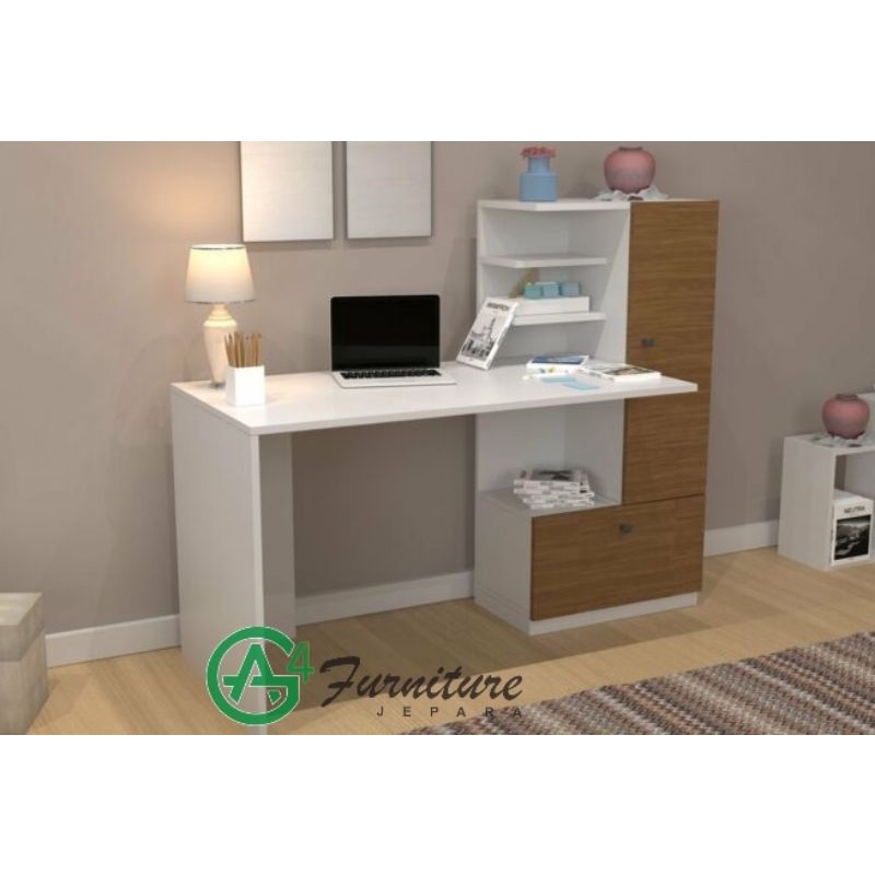 Meja Belajar Minimalis Tevas - Kayu Mahoni