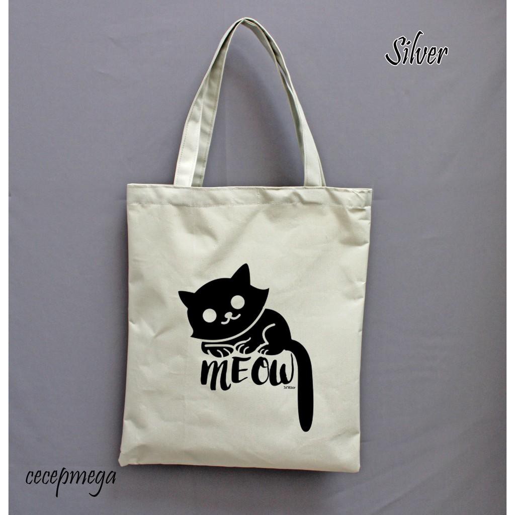 Unik totebag / tas tote motif meow MW001 Murah