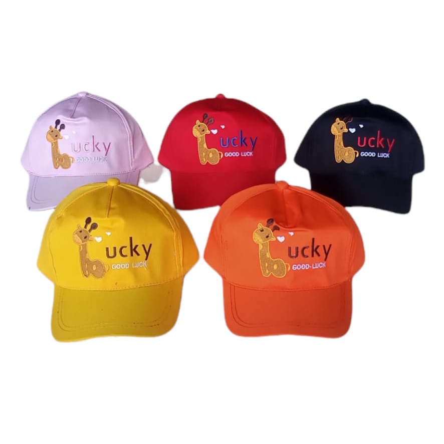 J&amp;T COD  Topi Baseball Anak Laki Laki / Perempuan Motif Giraffe Lucky Good Luck Premium Usia 2-TOPI ANAK Good LUCKY JERAPAH ANAK ANAK GOODLUCK QUALITY TOPI / TOPI ANAK LUCKY