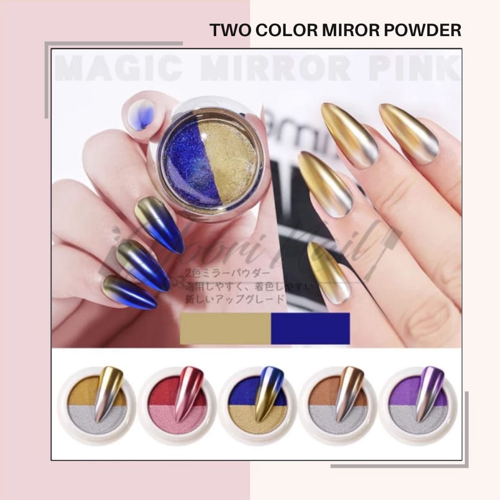 Mirror powder  two color solid powder double colors mirror effect chrome powder nail art