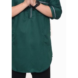 ✱ Baju Koko Qurta Kurta Fadhil Katun Premium Ukuran Jumbo - Hijau, XL ➱