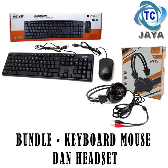 KEYBOARD MOUSE MTECH STK 05 + HEADSET MT 07 MTECH - BUNDLE GAMING