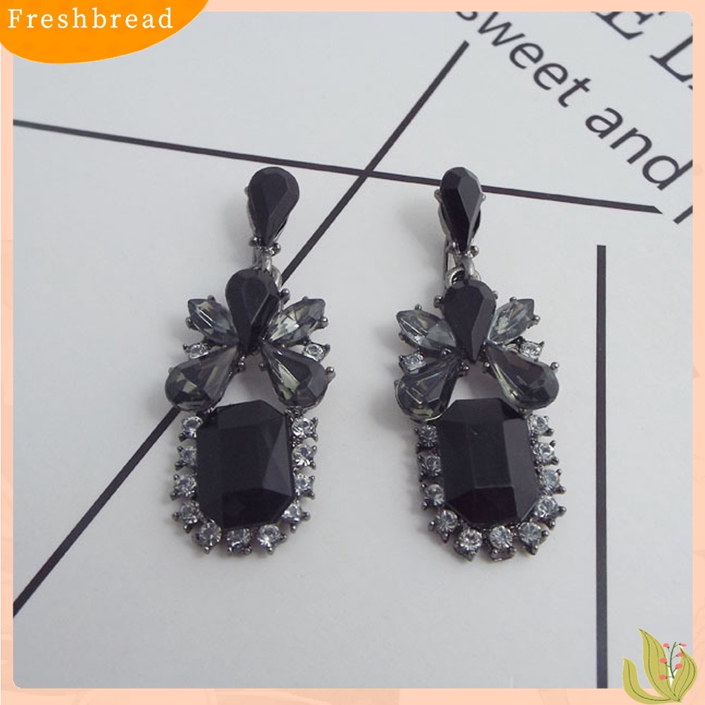 【Fresh】Women's Vintage Black Square Waterdrop Zircon Eardrop Dangle Earrings Jewelry