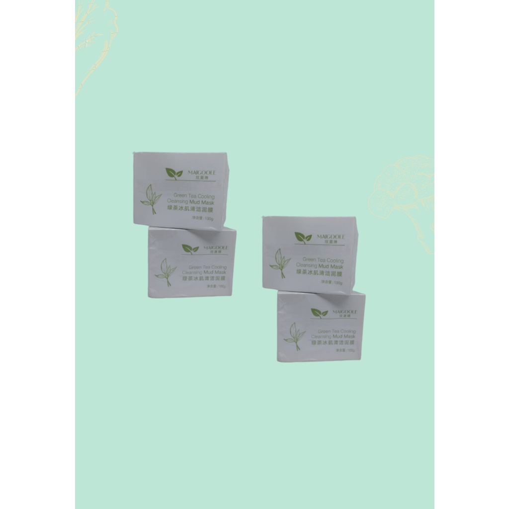 Maigoole Green Tea Cleansing Mud Cooling Masker Lumpur Green Tea Original 100gr Pore Clean Mengurangi Jerawat Menghilangkan Bekas Jerawat