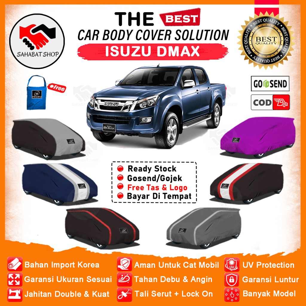 Sahabat Body Cover Mobil D-Max / Sarung Penutup Isuzu Dmax Outdoor / Selimut Jas Mantel Pelindung Tutup Pembungkus Kerodong Kelambu Tutupan Bungkus Terpal Bungkus Kerudung Mobil Dmax Waterproof Anti Air Model Orange