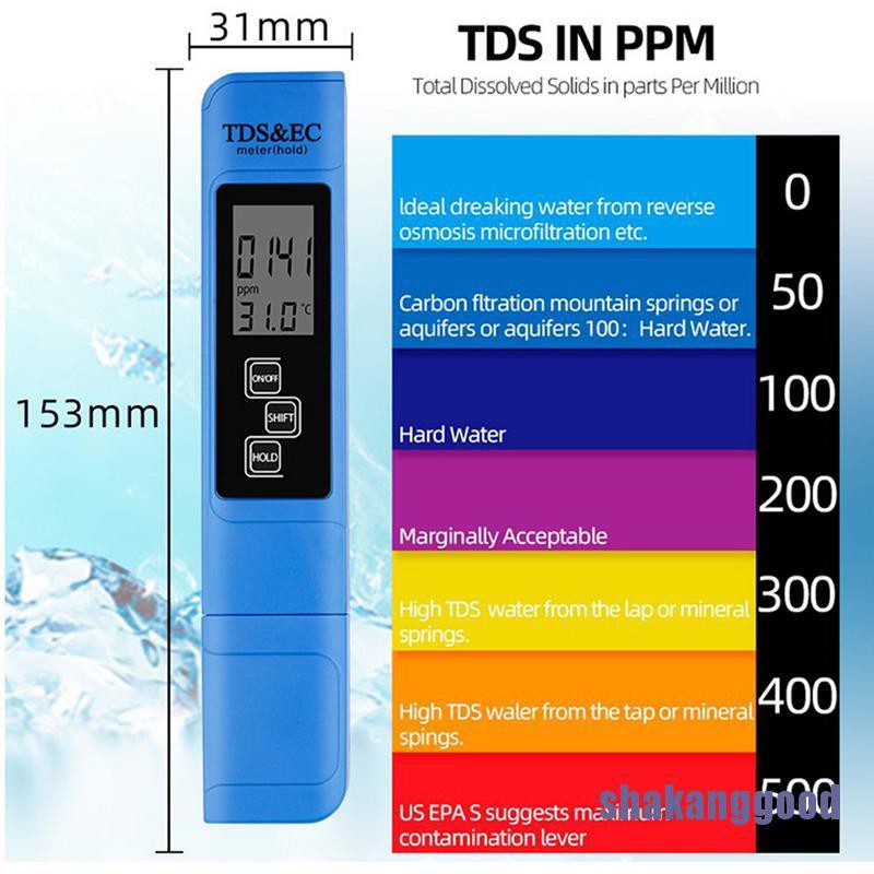 3in1 Pena PPM Tester Kemurnian Air Digital LCD TDS EC Portabel