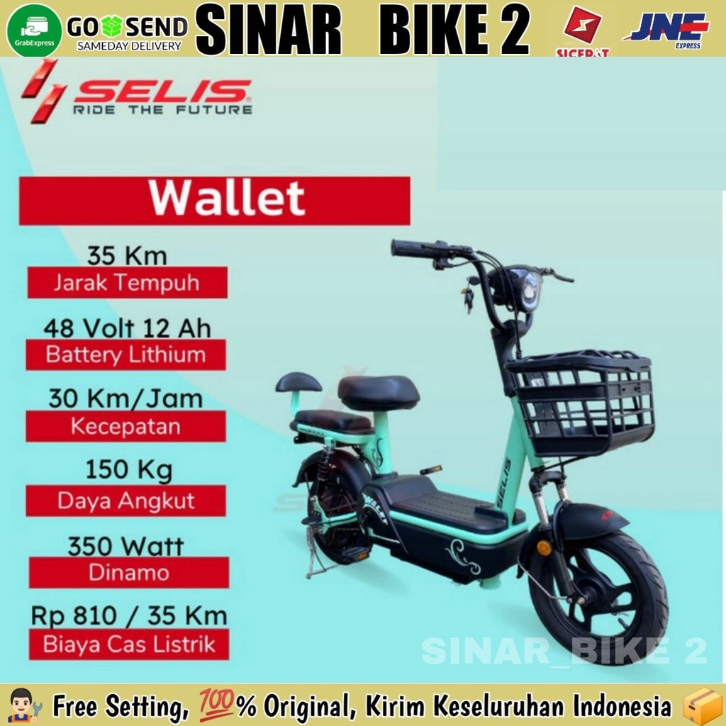 Sepeda Listrik SELIS WALLET Electric Bike E-Bike 48 Vlot 12 Ah