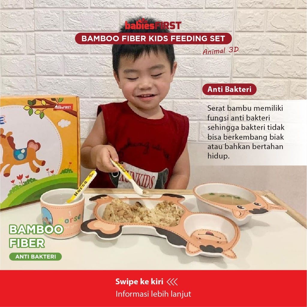 BabiesFirst Bamboo Feeding Set Animal 3D / Feeding Set Baby / Peralatan Makan Bayi Set Lucu