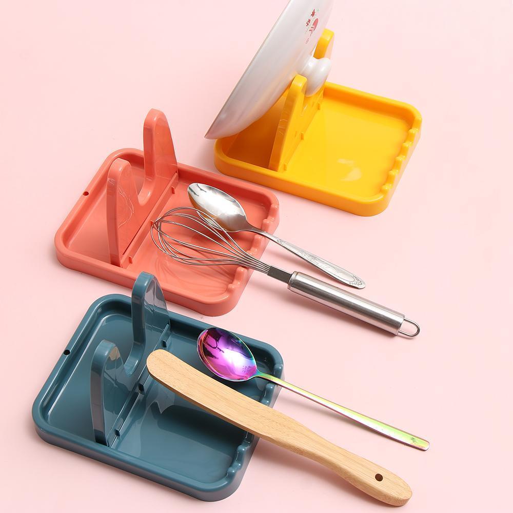 Solighter Rak Tutup Panci Tabletop Alat Penyimpanan Multifungsi Foldable Kitchenware Spoon Holder