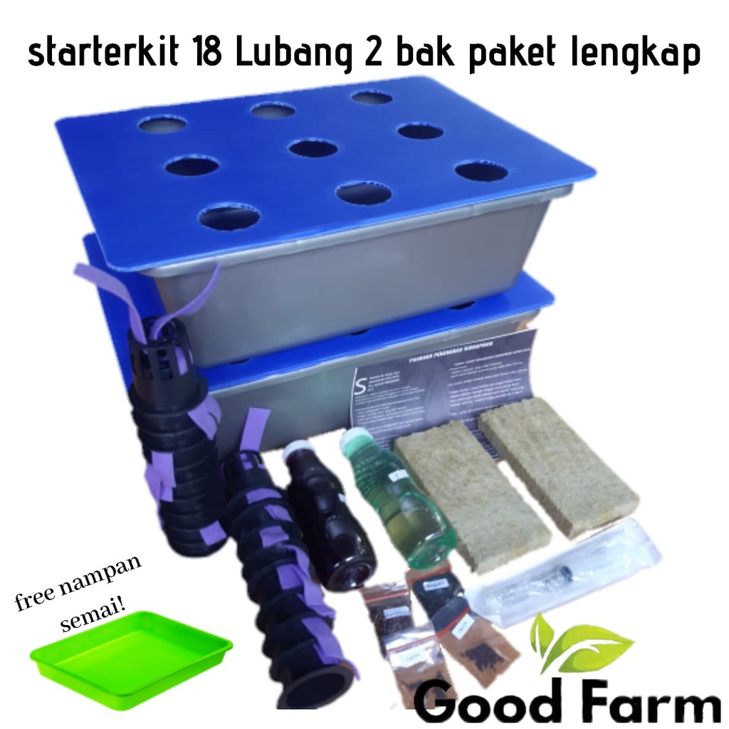 PAKET HIDROPONIK LENGKAP 18 LUBANG 2 BAK | PAKET HIDROPONIK PEMULA | PAKET HIDROPONIK MURAH