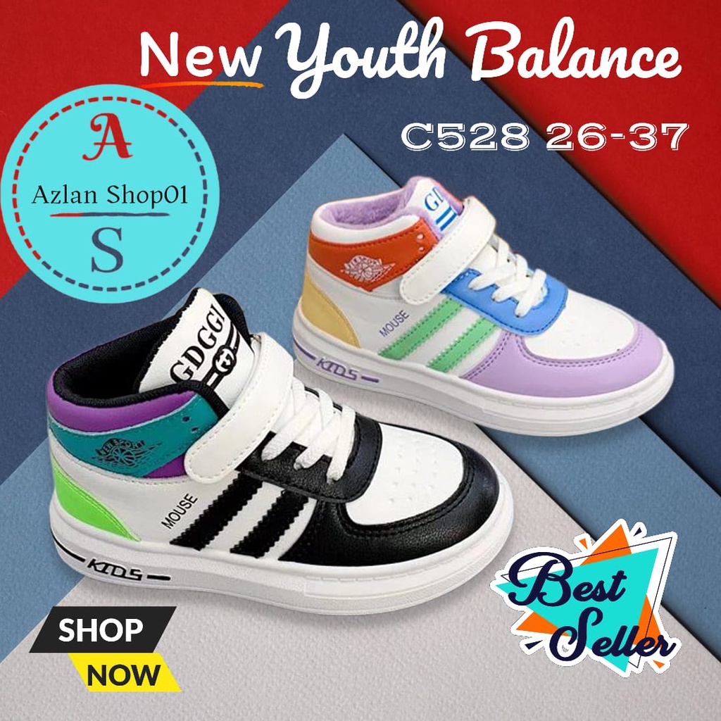 SEPATU  YOUTH BALANCE| Snikers Anak | Sepatu anak | B528 UKURAN 26-37| | Snakers Anak Perempuan | Sneakers Anak Import | Sepatu Snekers Anak | Sepatu Boot Anak | Boot Anak