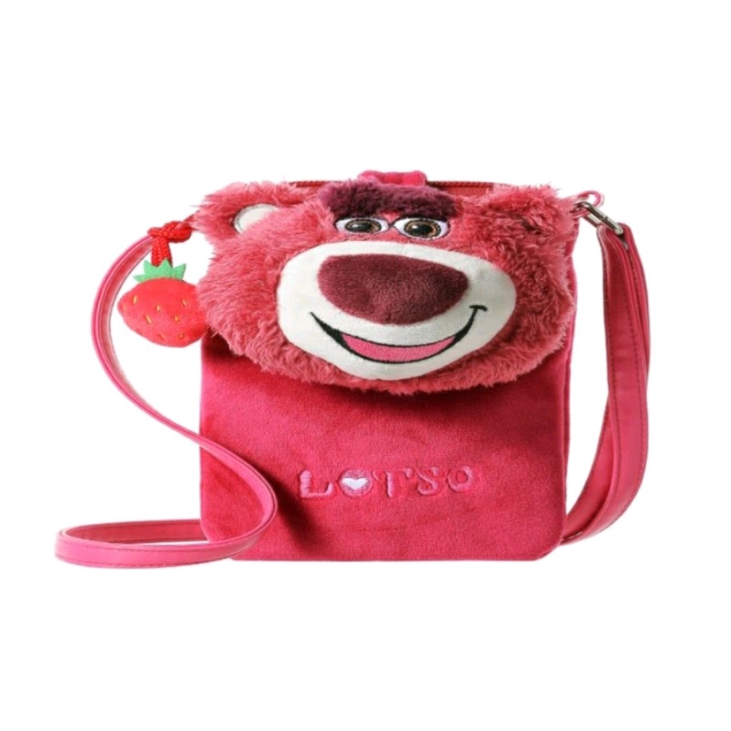 Miniso X Story Pink Strawberry Lotso Series Collection Topi Boneka Tas Tote Bag