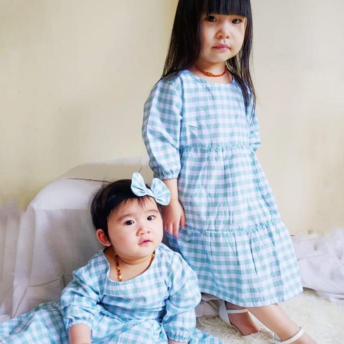 Gingham Dress Anak | Dress Anak Motif Kotak | Dress Gingham Kotak Termurah