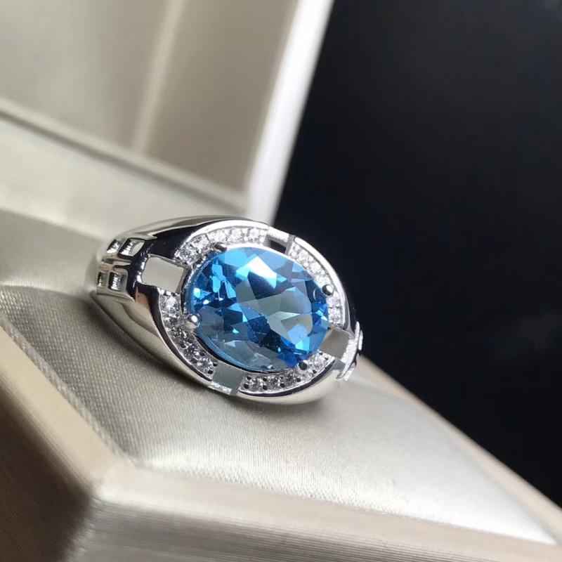 Cincin Kristal Zircon Warna Biru Untuk Pria Dan Wanita