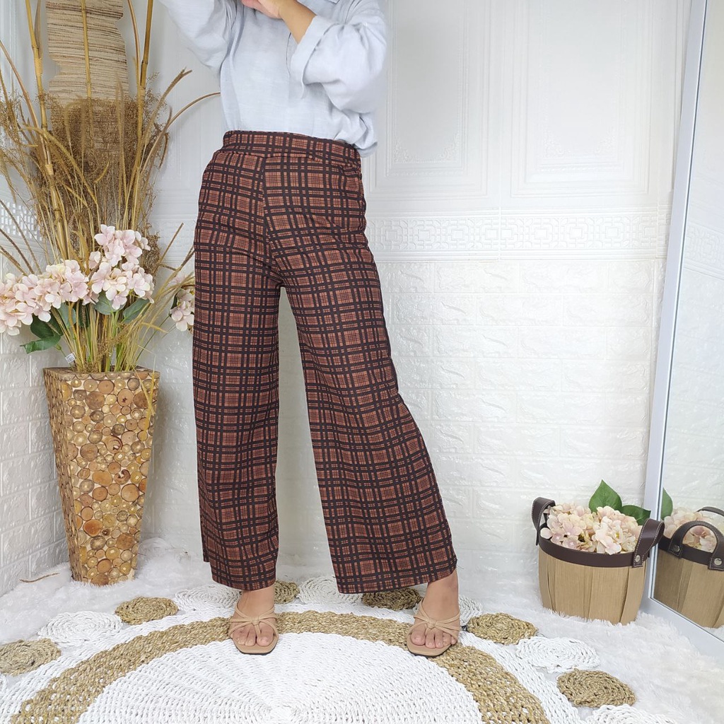 (UDHMA) CELANA KULOT HIGHWAIST MOTIF KOTAK-KOTAK/KULOT HIGHWAIST TARTAN