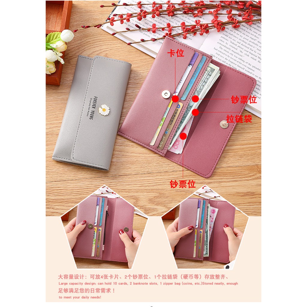 EV- d 1411 dompet lipat panjang wanita bunga daisy ala korean fashion