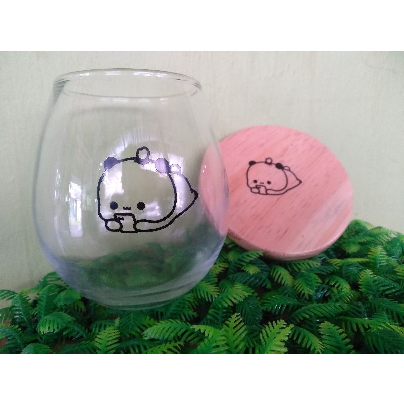 GELAS UNIK KARAKTER GELAS UNIQUE GLASS CHARACTER GELAS KACA DAN TATAKAN BERKARAKTER LUCU