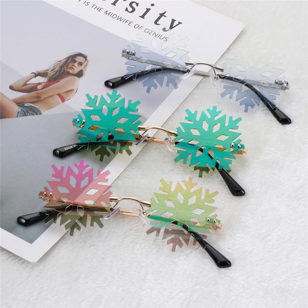 R-flower Snowflake Sunglasses Vintage Dekorasi Shristmas Untuk Wanita Pria Kacamata Pesta