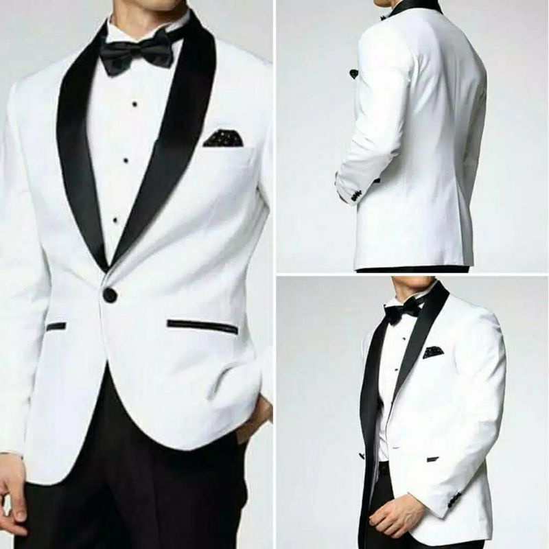 Jas Putih Pria/Blazer Tuxedo/Jas Nikah/Jas Pesta