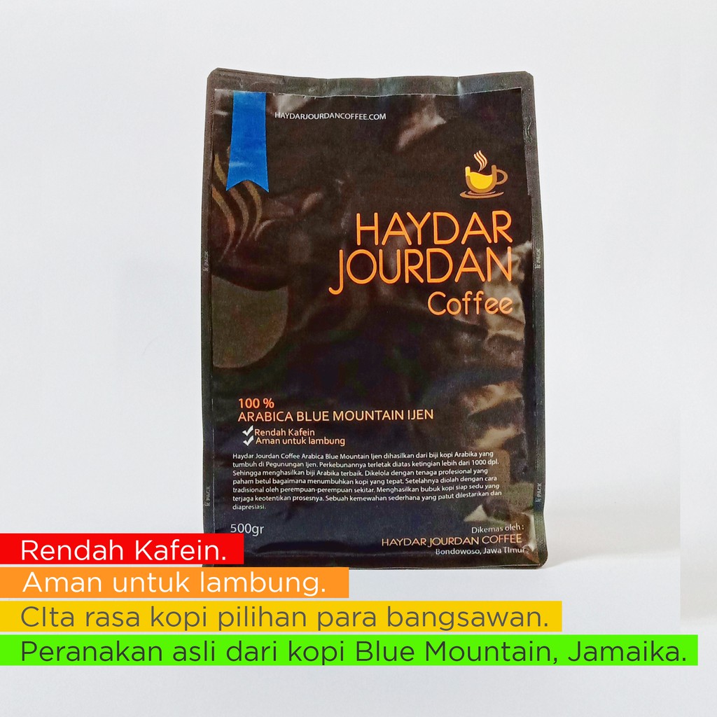 

Kopi Arabika Aman Untuk Lambung Arabica Blue Mountain Ijen Raung Asli Bubuk Grade A 500 gram