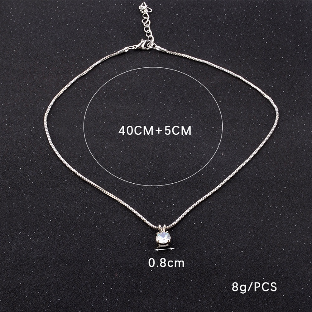 [Bayar Di Tempat]Perhiasan Kalung dengan Bahan Lapis Perak dan Hiasan Berlian Buatan Ukuran 8mm