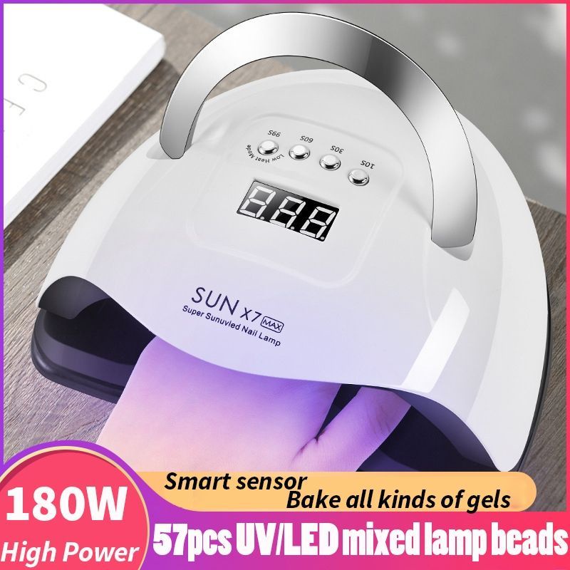 SUN X7 MAX 180W GARANSI SATU BULAN UV Lamp 57leds Alat Pengering Kutek UV Led Nail Lamp Pengering Kuku Profesional