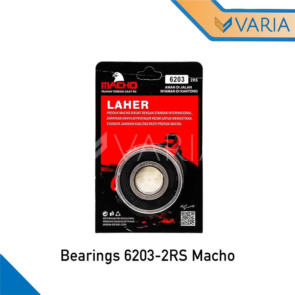 Bearing / Laher Gear Motor 6203 2RS Tutup Karet Double Macho