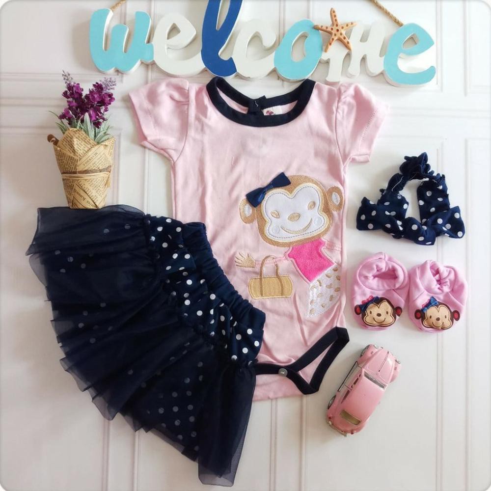 Baju setelan jumperset bandana rok gambar hewan lucu =fashion anak bayi cewek perempuan cantik -mon