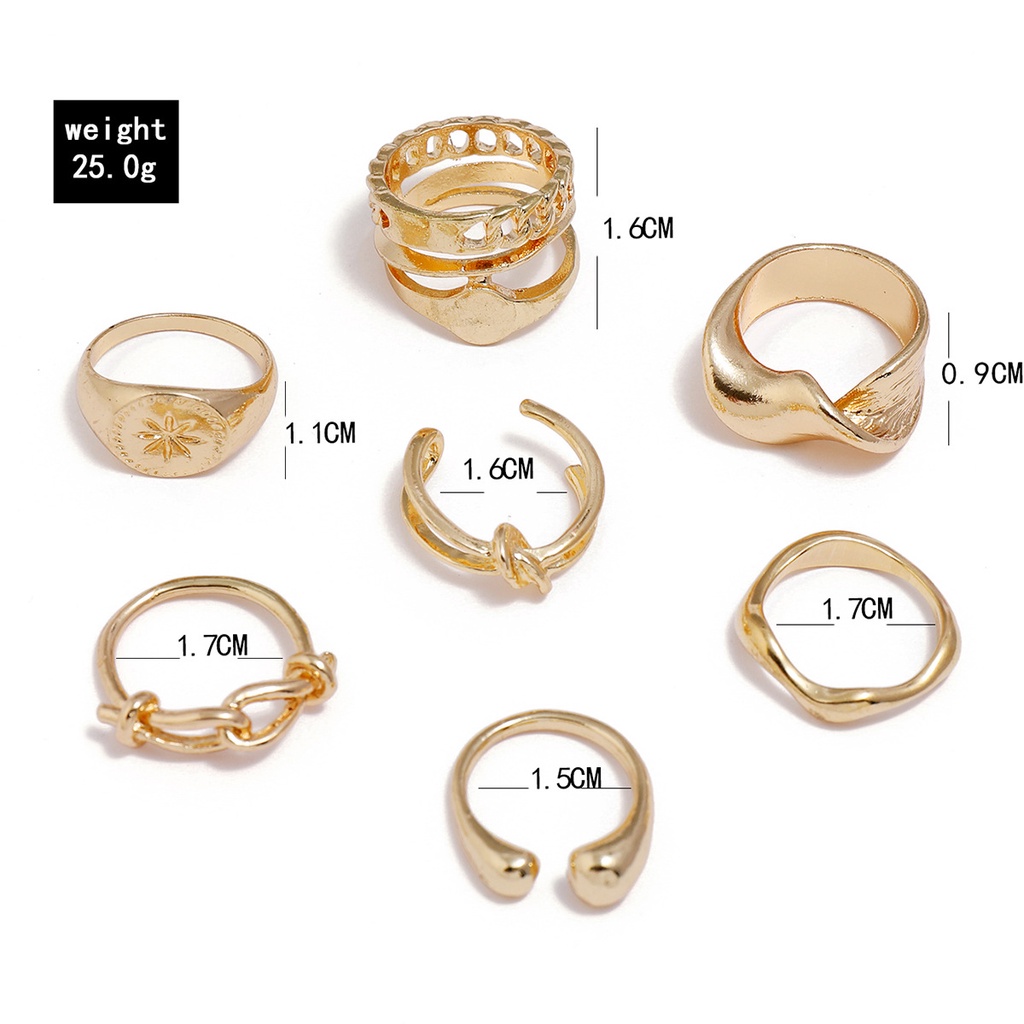 Eropa dan Amerika ring set Diikat delapan Awning Bintang Emas Cincin wanita Rings8 set