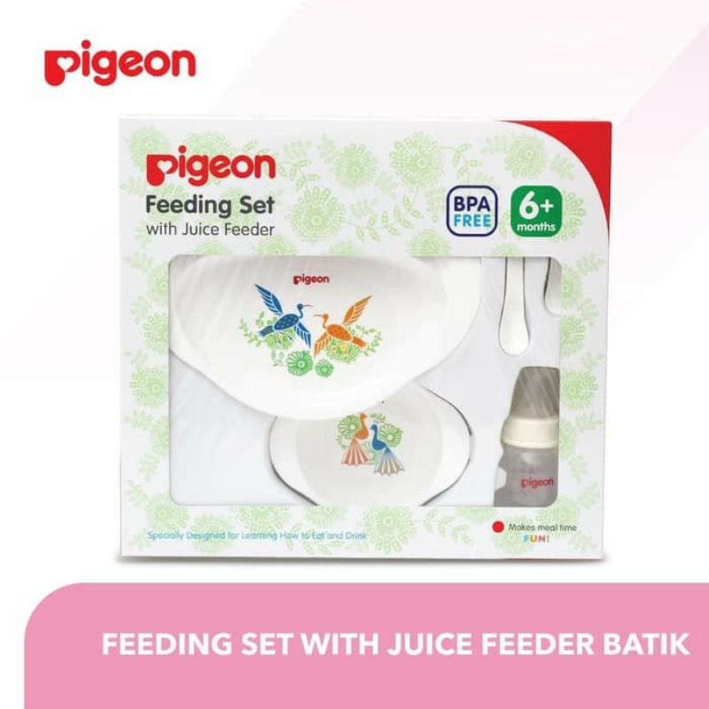 Pigeon feeding set besar - set peralatan makan bayi | piring makan bayi dengan gelas