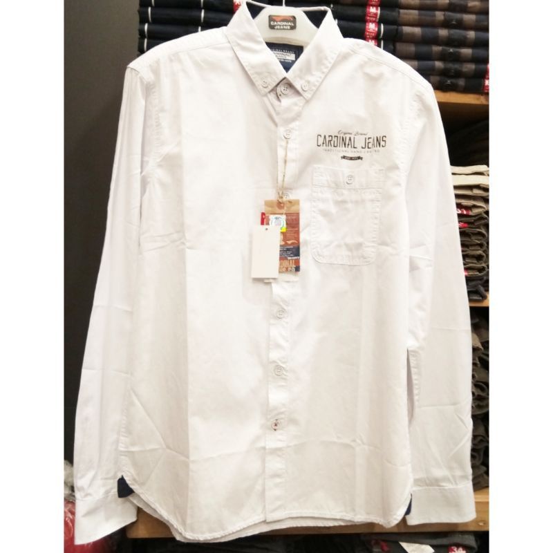 Kemeja Cardinal Jeans Original Mens Cotton CAKAI01479J 08A Kemeja Lengan Panjang Pria Putih
