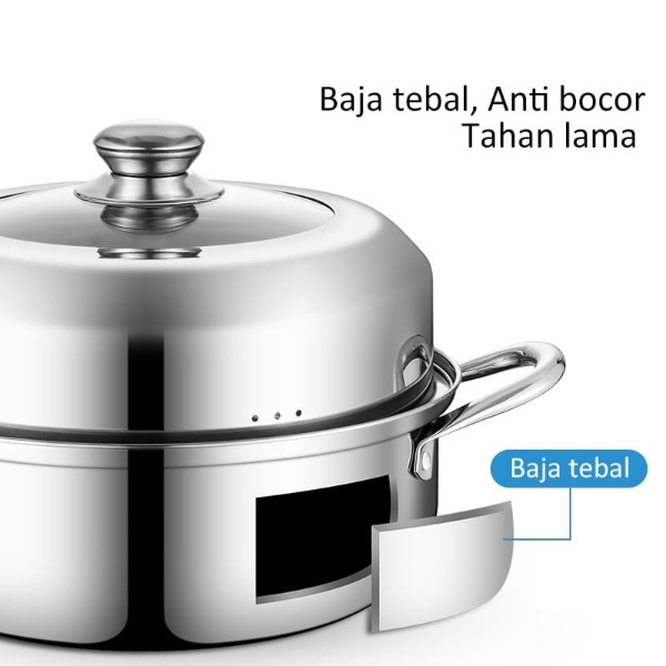 [SPESIAL PRICE] Panci Kukus 28 cm Tutup Kaca Awet Terbaru JUMBO Stainless Steel bisa cod termurah