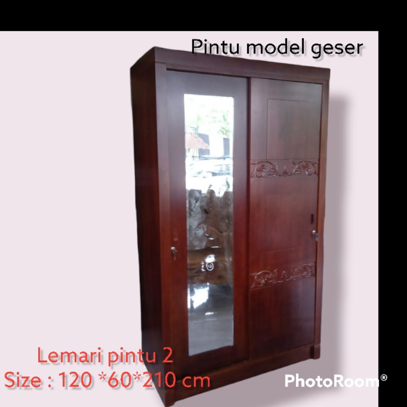 lemari jati pintu 2 - lemari jati pintu geser- lemari jati - lemari pakaian - toko kayu jati