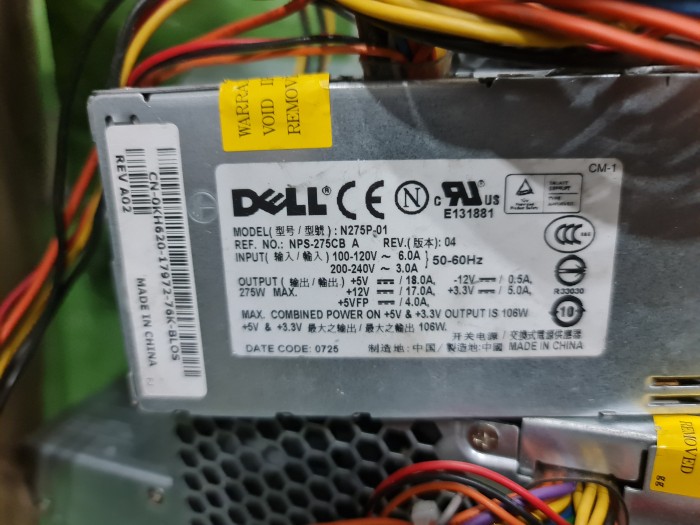 PSU CN-0KH620 275W For Dell OptiPlex 745 755 Power Supply H275P-01 SFF