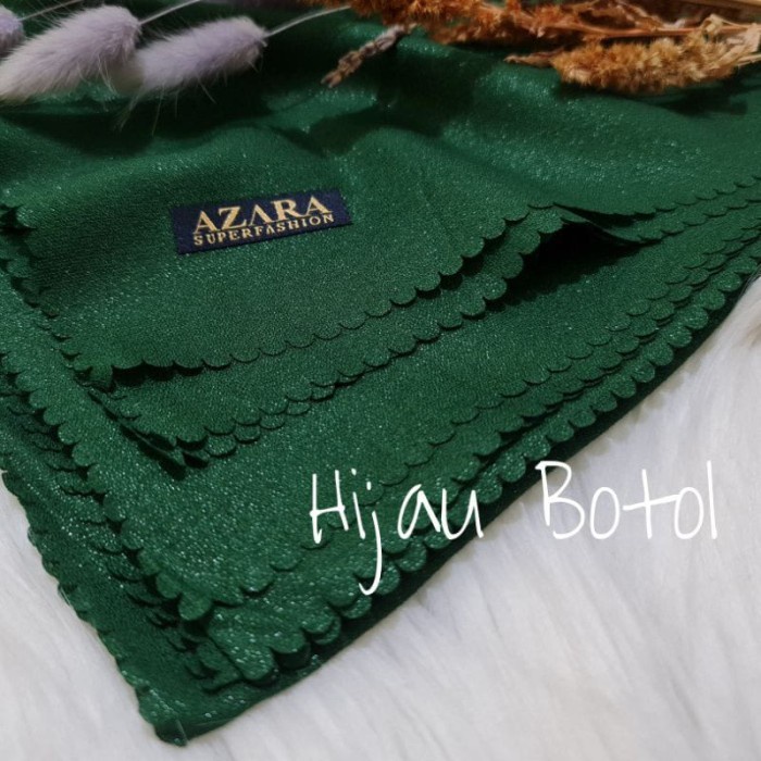 JILBAB HIJAB SEGI EMPAT SHINAR GLAMOUR NUR SINAR LC AZARA / GLITTER - Hijau Botol