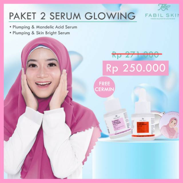 Fabil Paket Serum Glowing, skincare, perawatan wajah, halal, BPOM, herbal, pemutih,