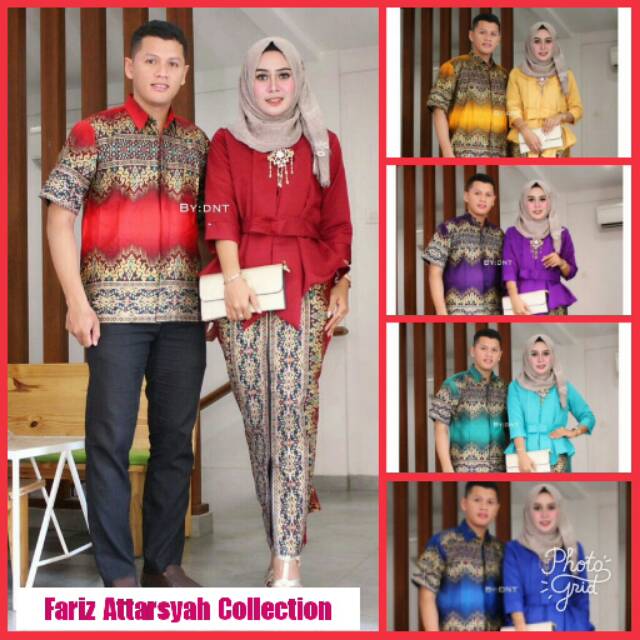 BAJU BATIK COUPLE SARIMBIT AYUNINA SERAGAM PESTA HIJAB BAJU MUSLIM MODERN MEWAH KUTUBARU WANITA