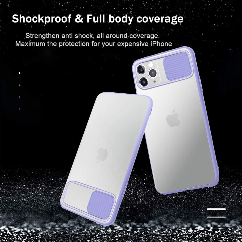 iPhone 11 12 Pro Max X XS XR 6 7 8 Plus SE 2020 Case Slide Camera Lens Protection Shockproof Phone Case Color Matte Transparent Cover