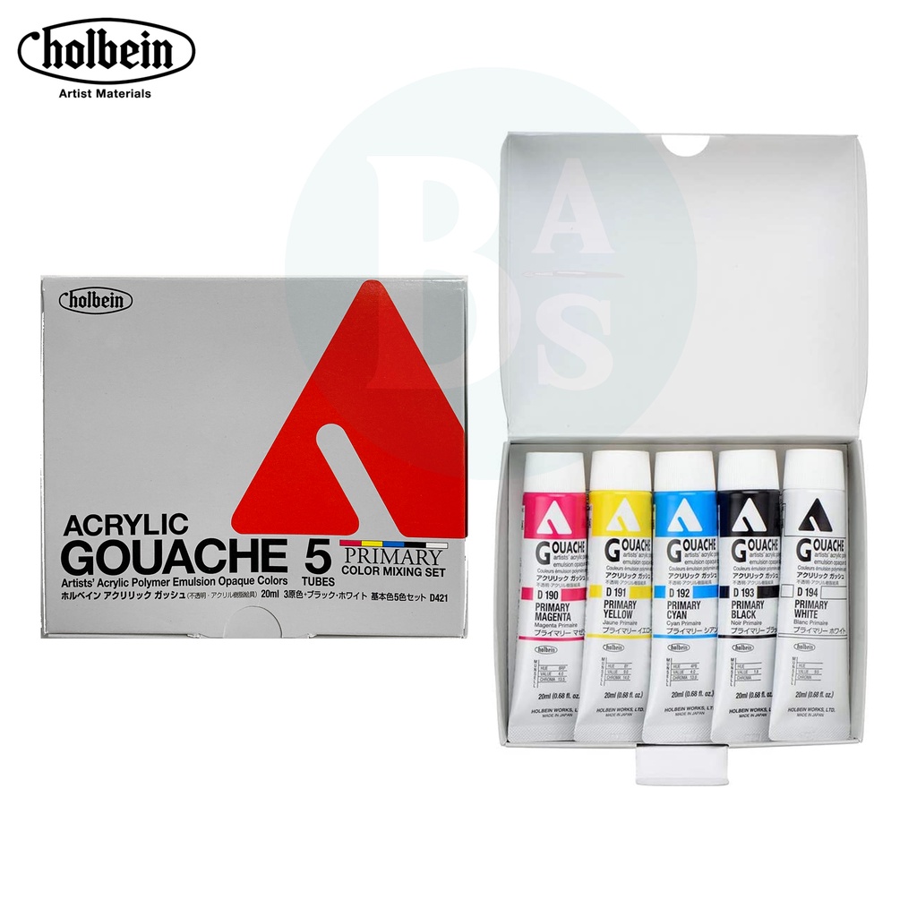 

Acryla Gouache - Primary Colors Set of 5 x 20ml - Holbein