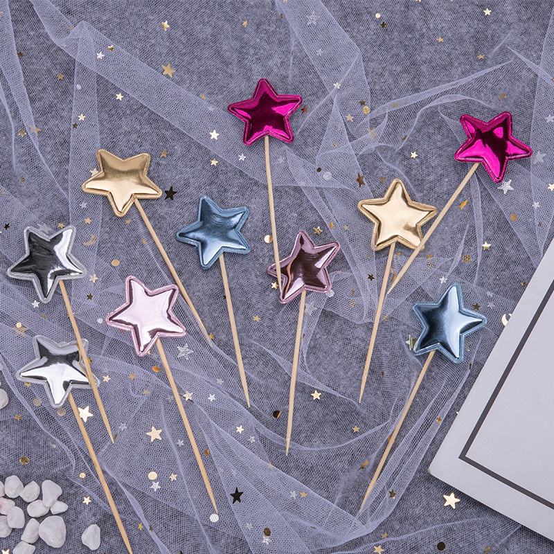 Jual 50PCS Dekorasi Topper Ultah Cake PU Love Decoration Star Crown