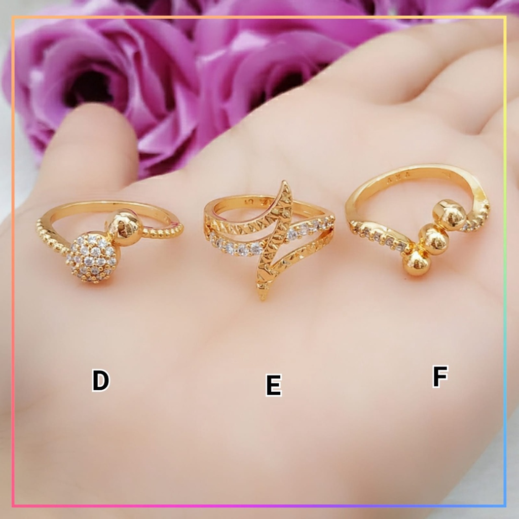 Cincin xuping cincin dewasa zigzag permata cantik perhiasan wanita lapis emas gold A165
