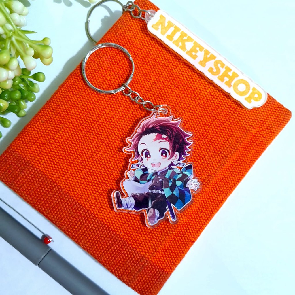 tanjiro kamado demon slayer keychain, gantungan kunci akrilik