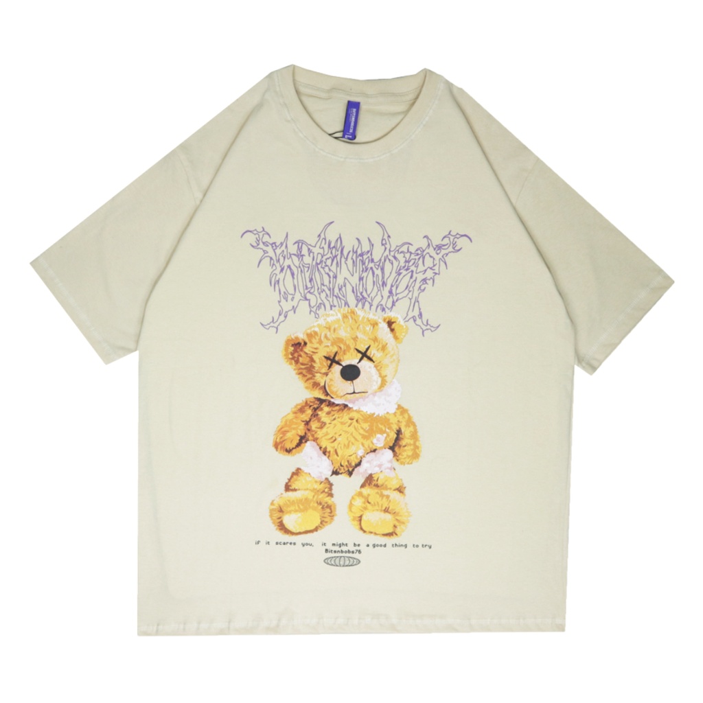 Bitsnbobs76 Oversize T-shirt Broken Teddy Black&amp;Cream