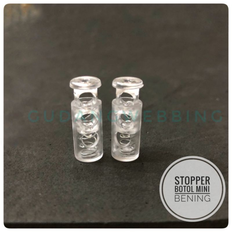 Stopper Tali 2 lubang - stopper botol mini bening 9mm