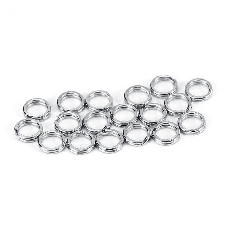 50pcs/lot  Strengthen Solid Ring Lure Connecting Ring Fishing Accessories Stainless Steel Split Rings High Quality